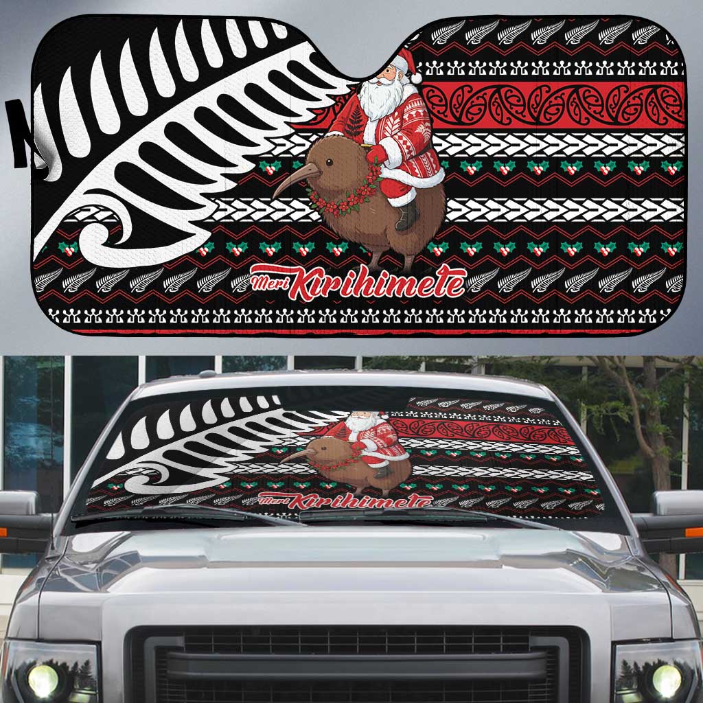 New Zealand Kiwi Santa Christmas Auto Sun Shade He Wairua Kirihimete - Aussie Hoodie