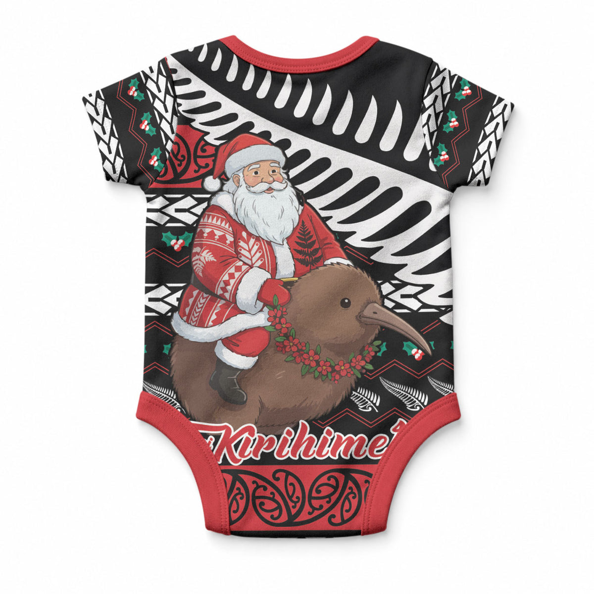 New Zealand Kiwi Santa Christmas Baby Onesie He Wairua Kirihimete