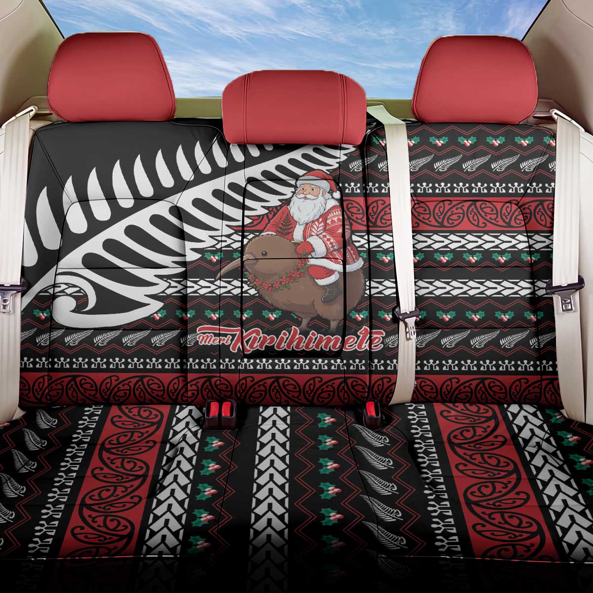 New Zealand Kiwi Santa Christmas Back Car Seat Cover He Wairua Kirihimete - Aussie Hoodie