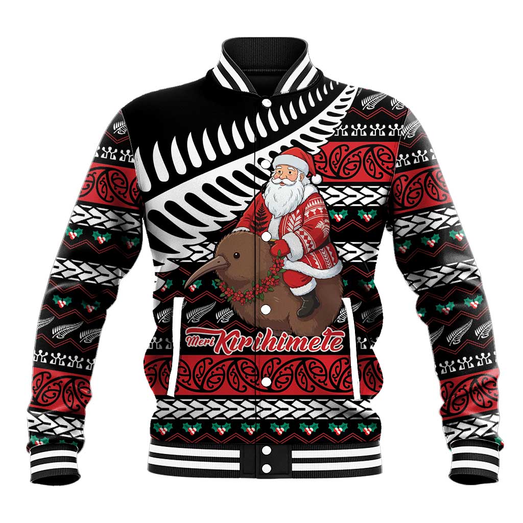 New Zealand Kiwi Santa Christmas Baseball Jacket He Wairua Kirihimete - Aussie Hoodie