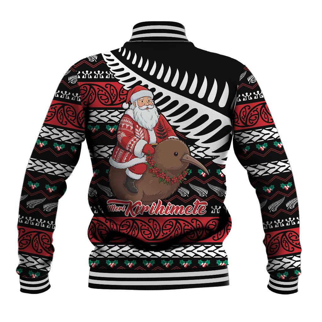 New Zealand Kiwi Santa Christmas Baseball Jacket He Wairua Kirihimete - Aussie Hoodie