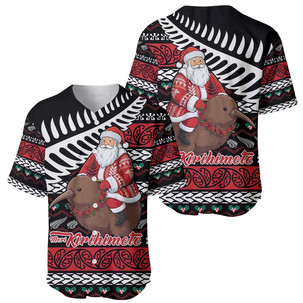 New Zealand Kiwi Santa Christmas Baseball Jersey He Wairua Kirihimete - Aussie Hoodie