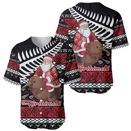 New Zealand Kiwi Santa Christmas Baseball Jersey He Wairua Kirihimete - Aussie Hoodie