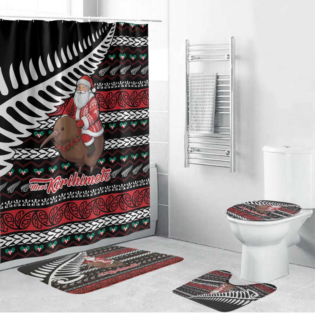 New Zealand Kiwi Santa Christmas Bathroom Set He Wairua Kirihimete - Aussie Hoodie