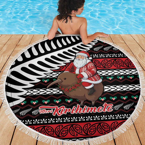 New Zealand Kiwi Santa Christmas Beach Blanket He Wairua Kirihimete - Aussie Hoodie