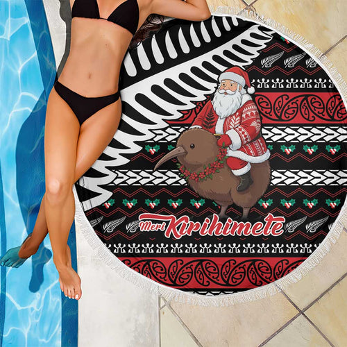 New Zealand Kiwi Santa Christmas Beach Blanket He Wairua Kirihimete - Aussie Hoodie