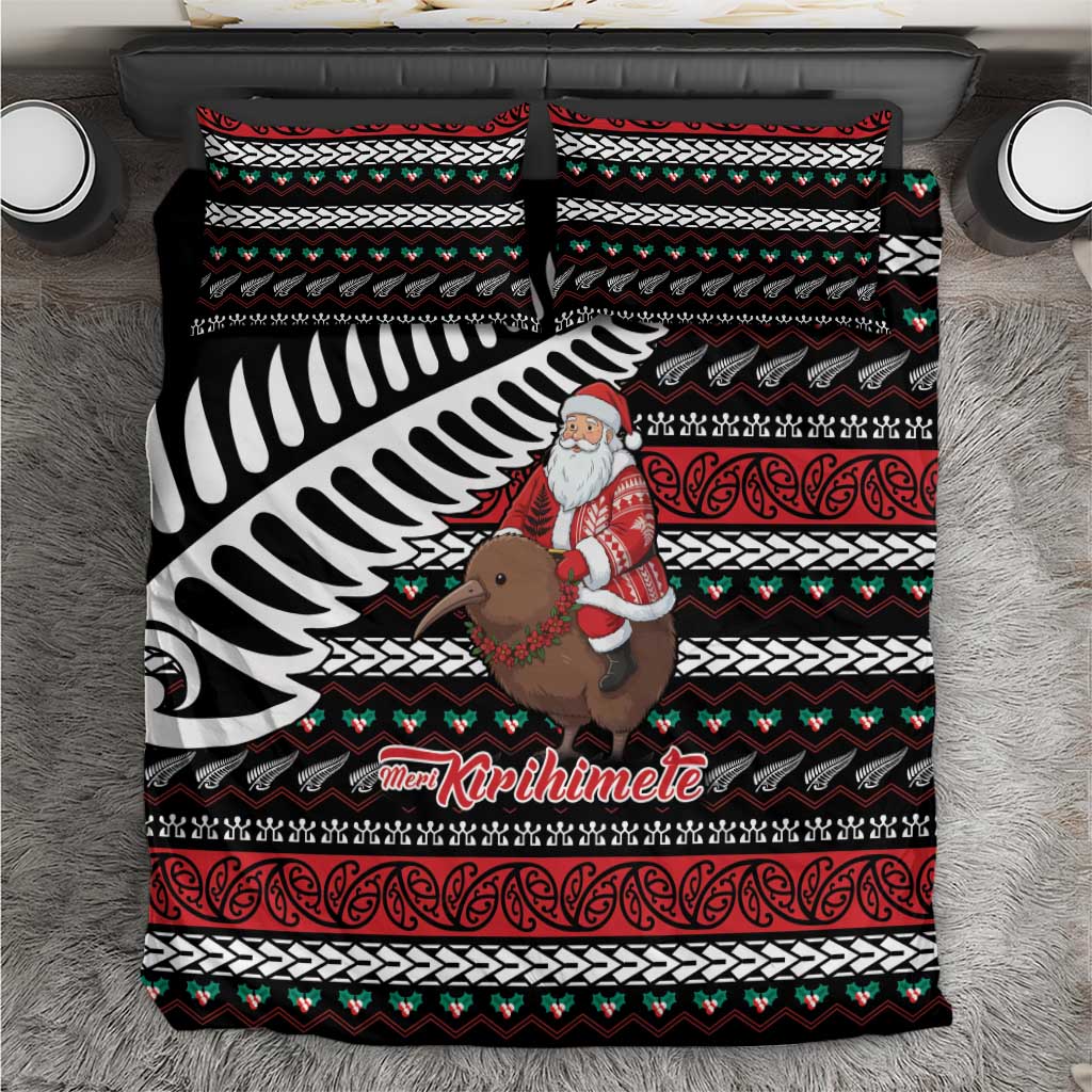 New Zealand Kiwi Santa Christmas Bedding Set He Wairua Kirihimete - Aussie Hoodie