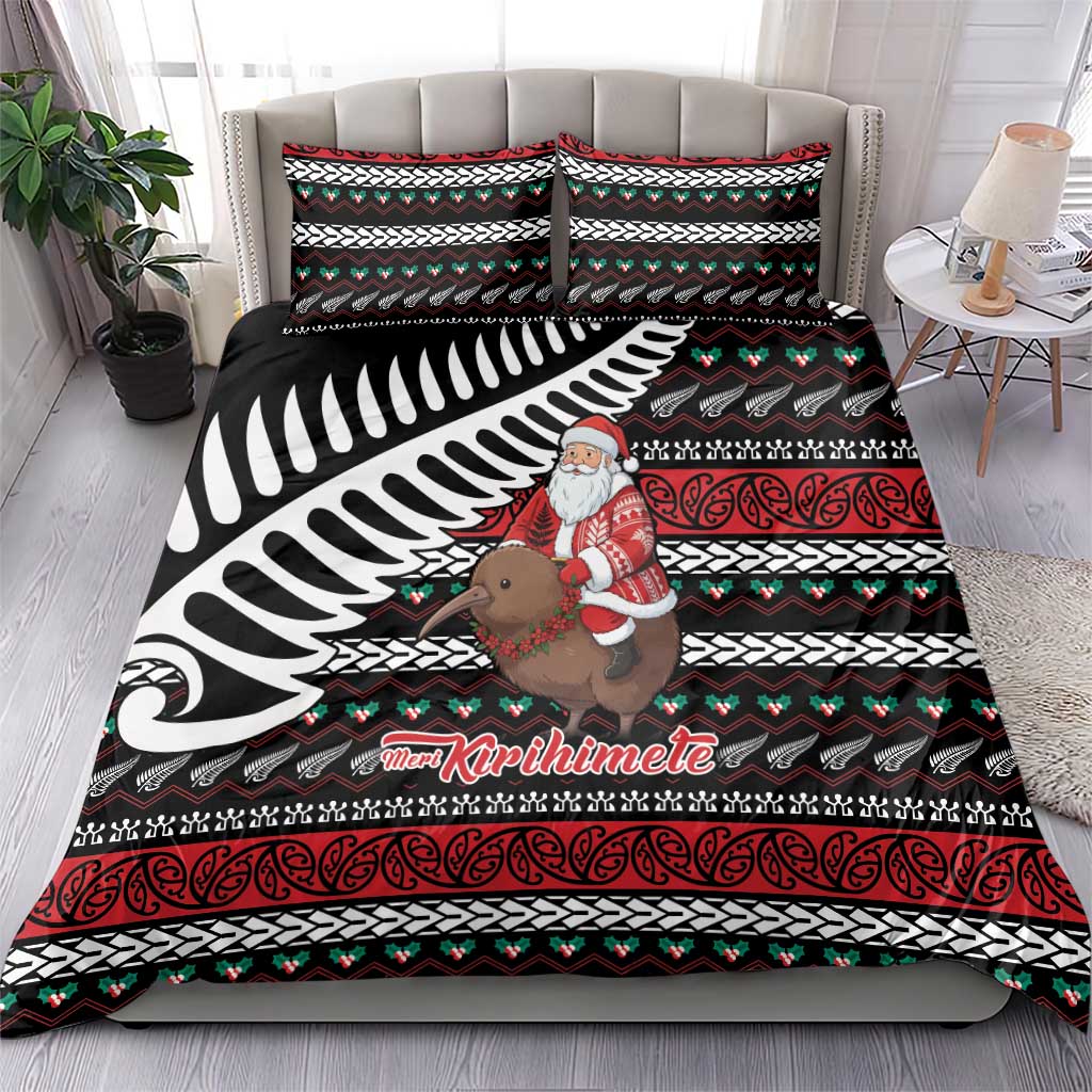 New Zealand Kiwi Santa Christmas Bedding Set He Wairua Kirihimete - Aussie Hoodie