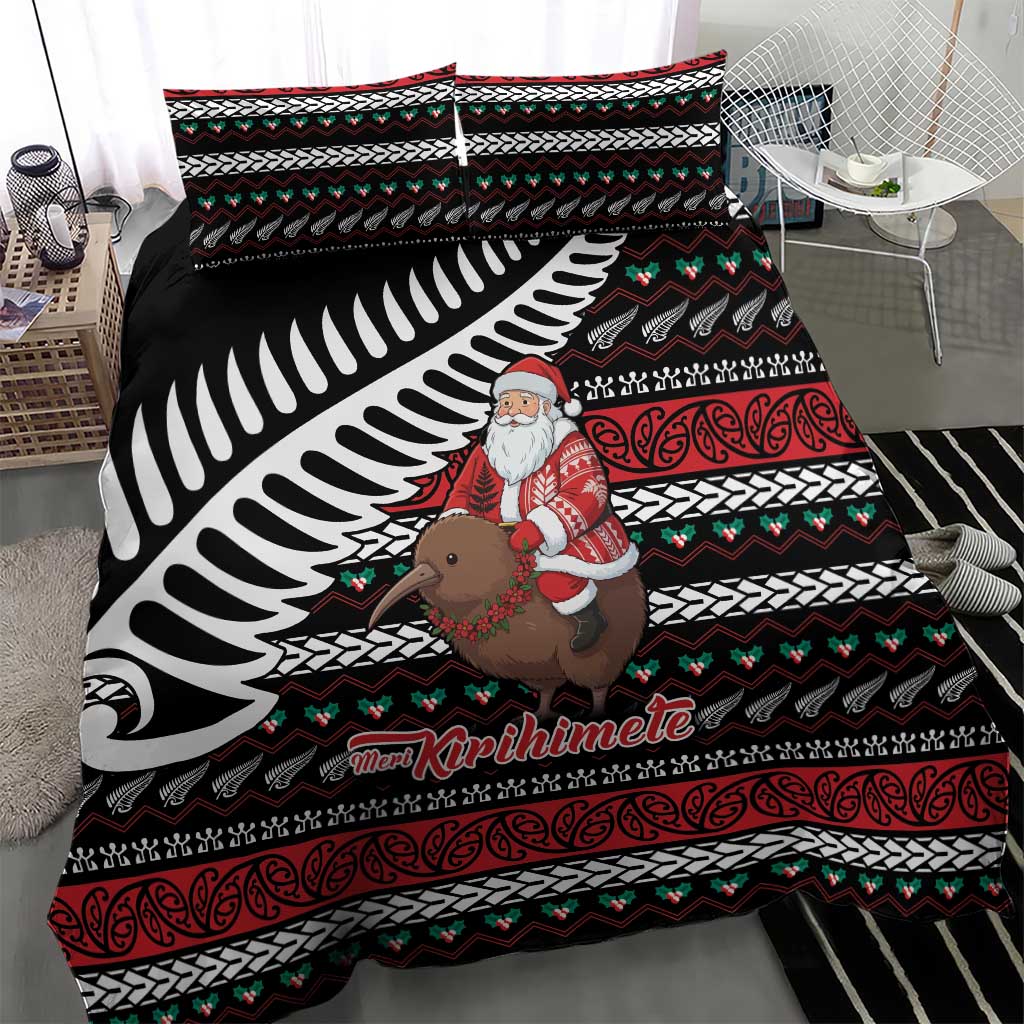 New Zealand Kiwi Santa Christmas Bedding Set He Wairua Kirihimete - Aussie Hoodie