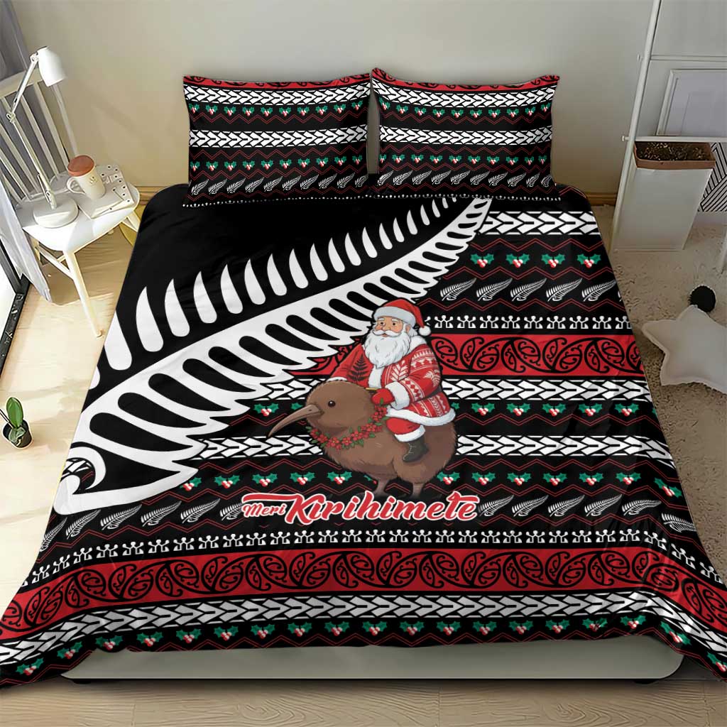New Zealand Kiwi Santa Christmas Bedding Set He Wairua Kirihimete - Aussie Hoodie