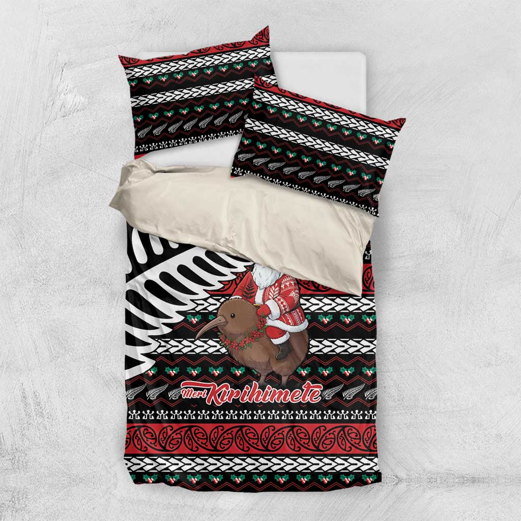New Zealand Kiwi Santa Christmas Bedding Set He Wairua Kirihimete - Aussie Hoodie