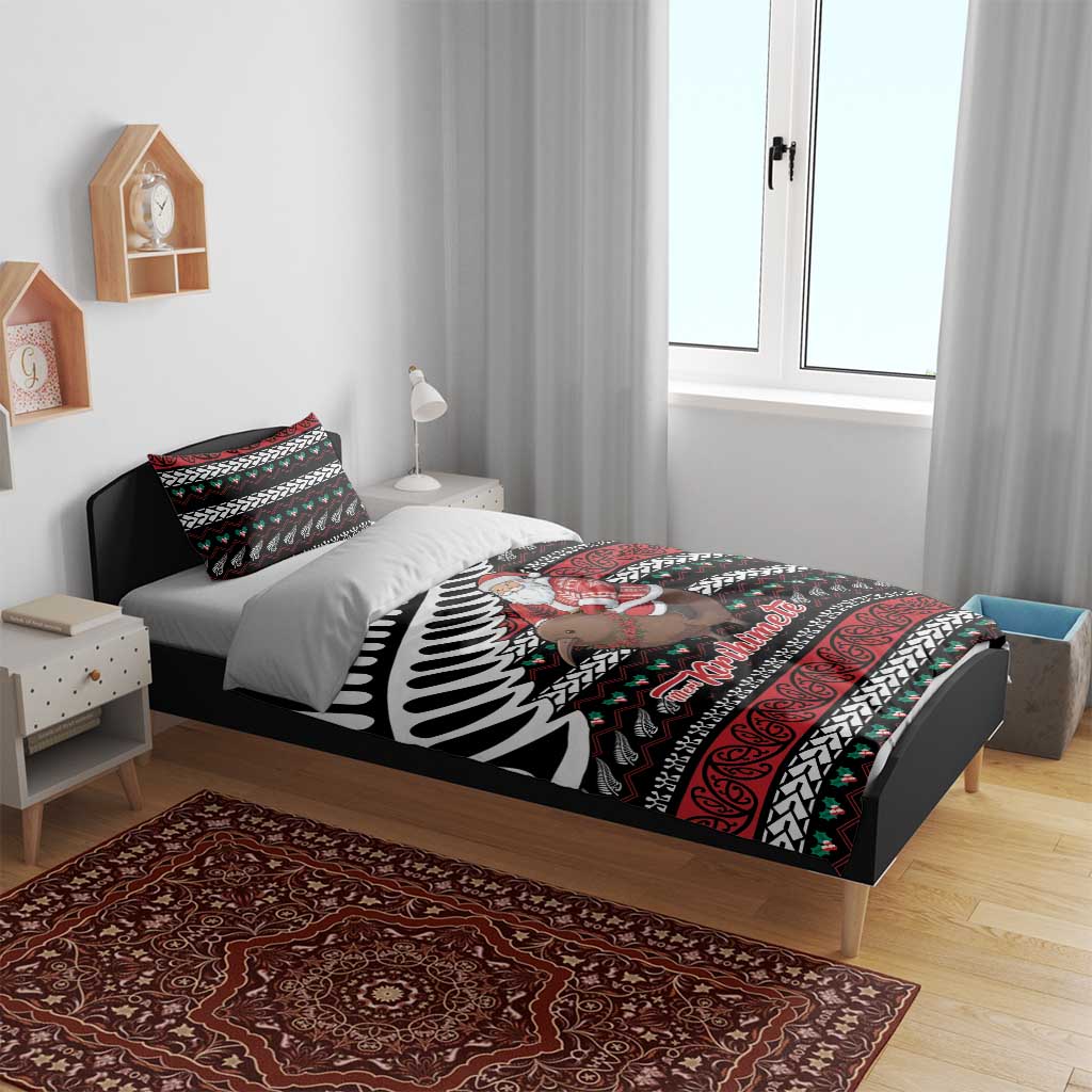New Zealand Kiwi Santa Christmas Bedding Set He Wairua Kirihimete - Aussie Hoodie