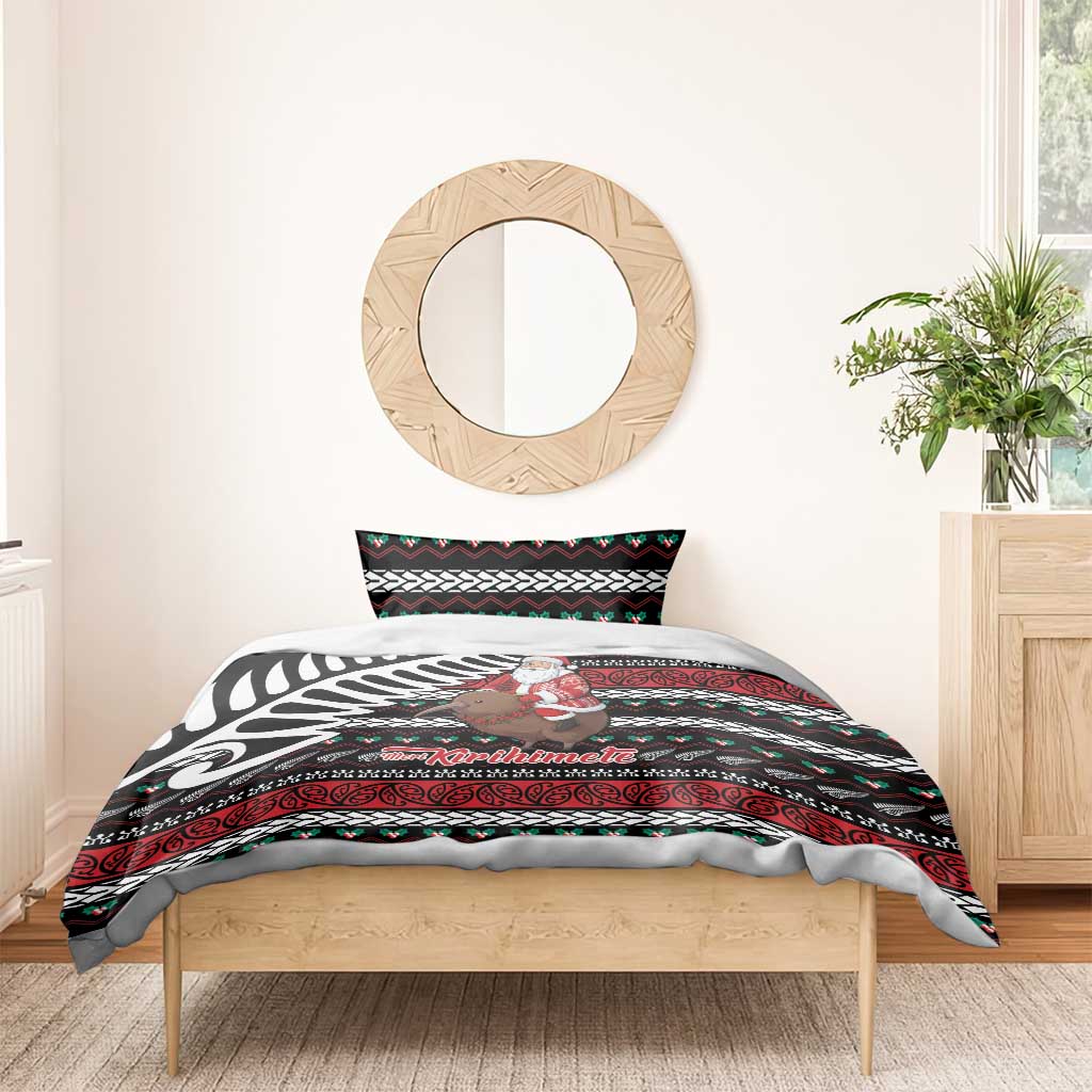 New Zealand Kiwi Santa Christmas Bedding Set He Wairua Kirihimete - Aussie Hoodie