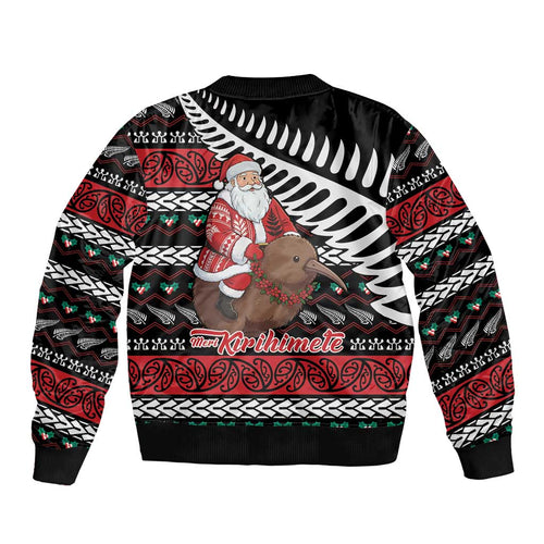 New Zealand Kiwi Santa Christmas Bomber Jacket He Wairua Kirihimete - Aussie Hoodie
