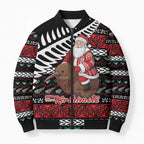 New Zealand Kiwi Santa Christmas Bomber Puffer Jacket He Wairua Kirihimete - Aussie Hoodie