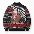 New Zealand Kiwi Santa Christmas Bomber Puffer Jacket He Wairua Kirihimete - Aussie Hoodie