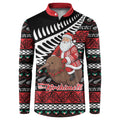 New Zealand Kiwi Santa Christmas Button Sweatshirt He Wairua Kirihimete - Aussie Hoodie