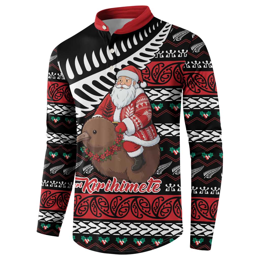 New Zealand Kiwi Santa Christmas Button Sweatshirt He Wairua Kirihimete - Aussie Hoodie