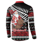 New Zealand Kiwi Santa Christmas Button Sweatshirt He Wairua Kirihimete - Aussie Hoodie