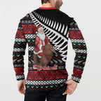 New Zealand Kiwi Santa Christmas Button Sweatshirt He Wairua Kirihimete - Aussie Hoodie