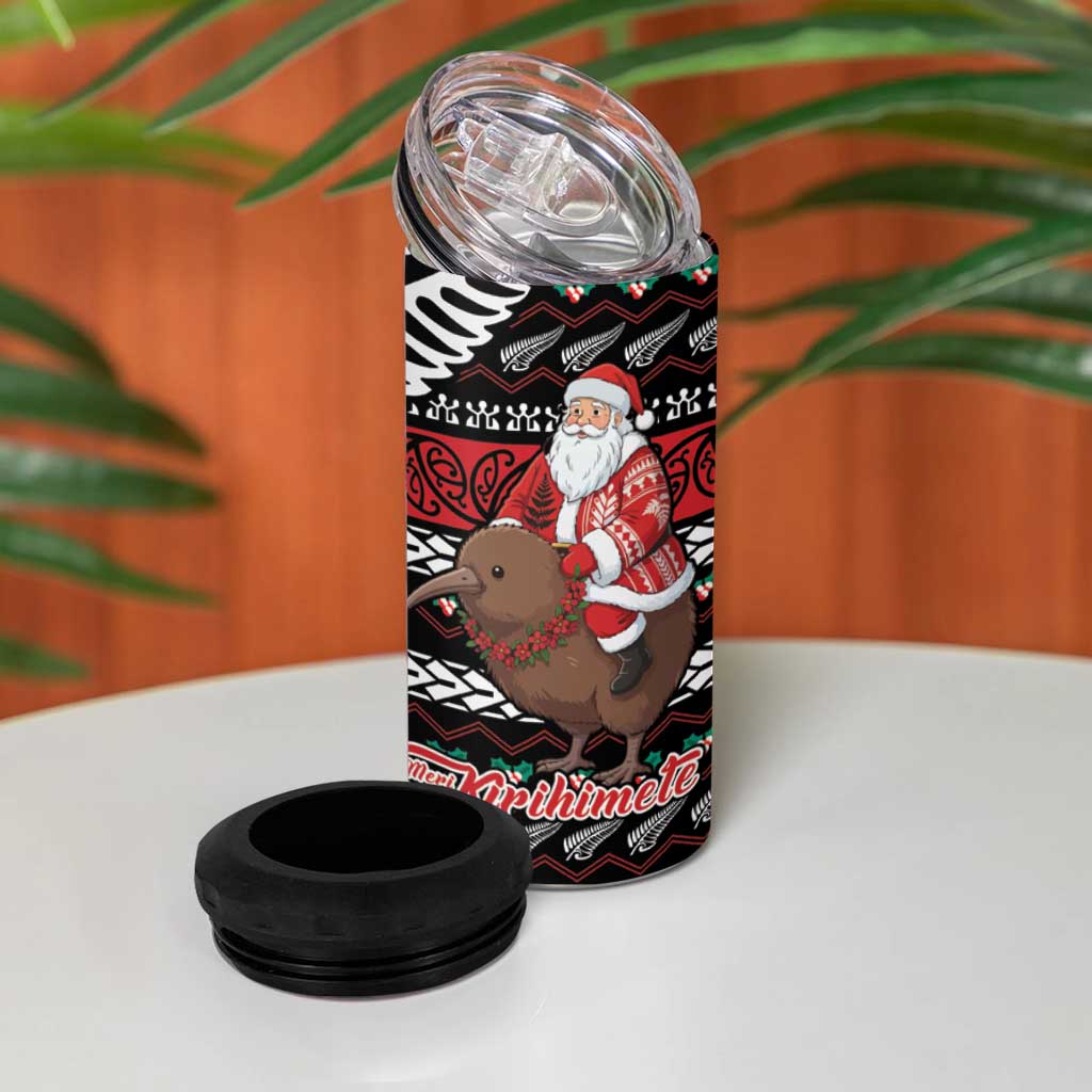 New Zealand Kiwi Santa Christmas 4 in 1 Can Cooler Tumbler He Wairua Kirihimete - Aussie Hoodie