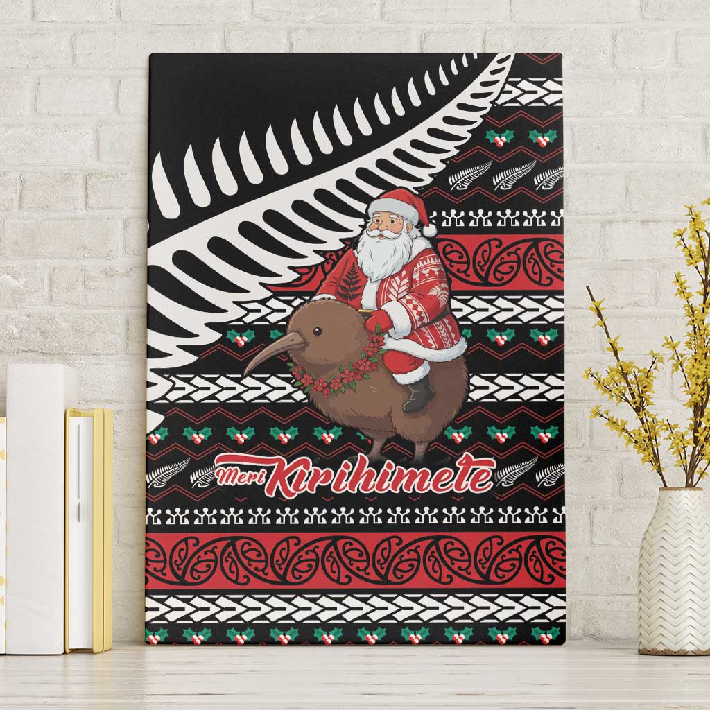 New Zealand Kiwi Santa Christmas Canvas Wall Art He Wairua Kirihimete - Aussie Hoodie