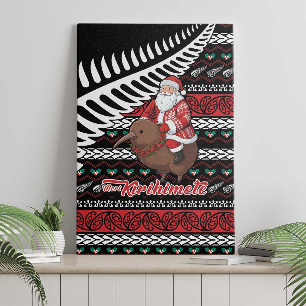 New Zealand Kiwi Santa Christmas Canvas Wall Art He Wairua Kirihimete - Aussie Hoodie