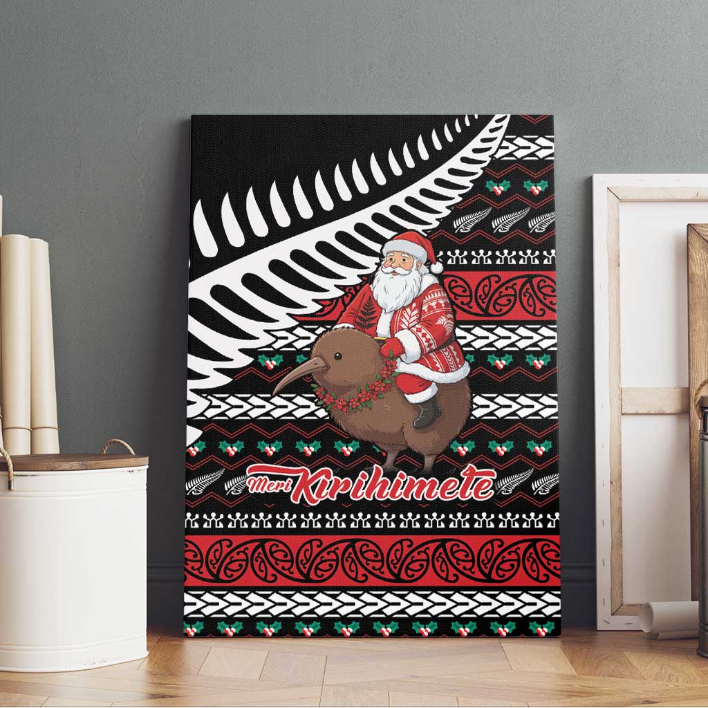New Zealand Kiwi Santa Christmas Canvas Wall Art He Wairua Kirihimete - Aussie Hoodie