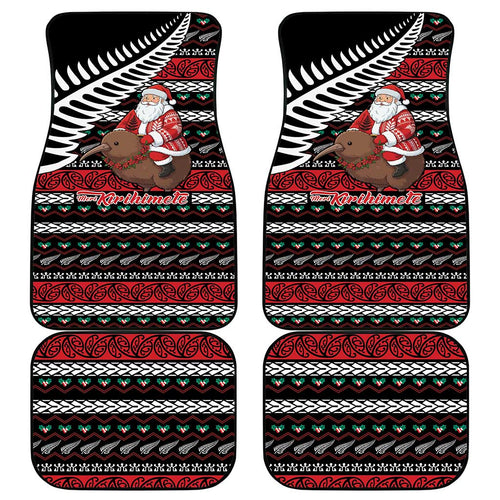 New Zealand Kiwi Santa Christmas Car Mats He Wairua Kirihimete - Aussie Hoodie