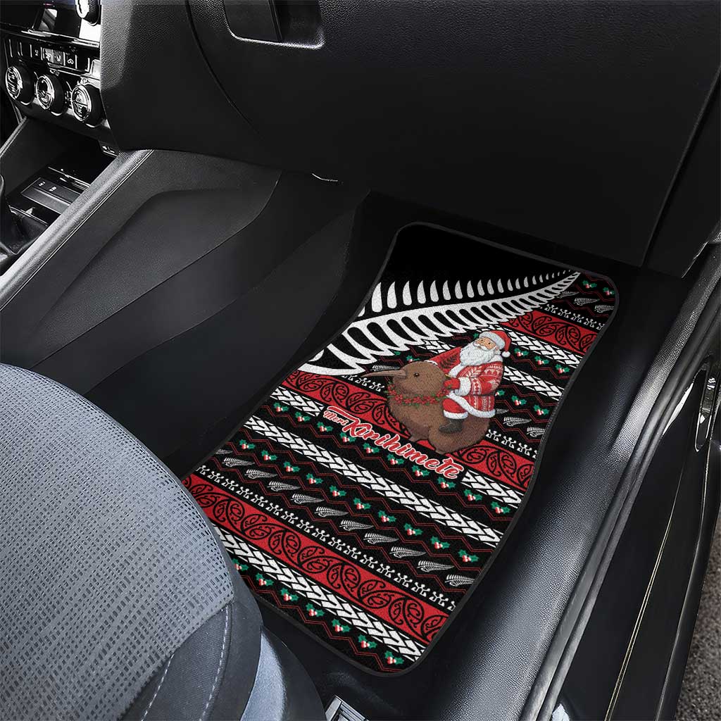 New Zealand Kiwi Santa Christmas Car Mats He Wairua Kirihimete - Aussie Hoodie