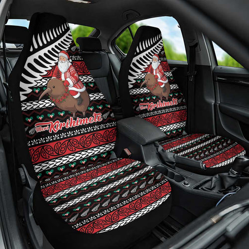 New Zealand Kiwi Santa Christmas Car Seat Cover He Wairua Kirihimete - Aussie Hoodie