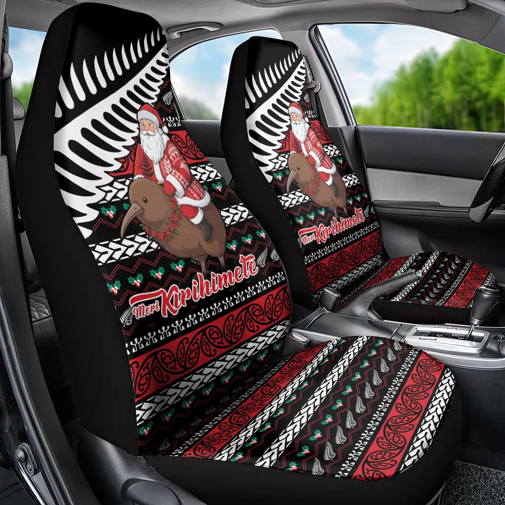 New Zealand Kiwi Santa Christmas Car Seat Cover He Wairua Kirihimete - Aussie Hoodie