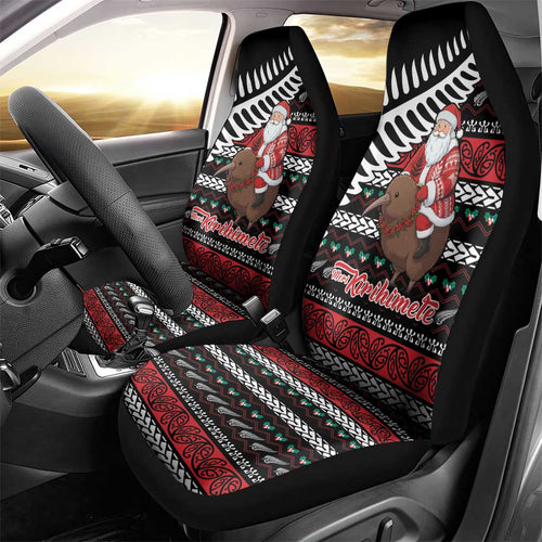 New Zealand Kiwi Santa Christmas Car Seat Cover He Wairua Kirihimete - Aussie Hoodie