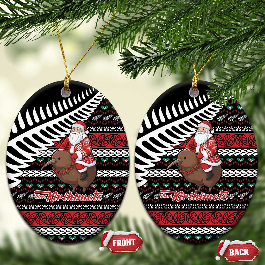 New Zealand Kiwi Santa Christmas Ceramic Ornament He Wairua Kirihimete - Aussie Hoodie