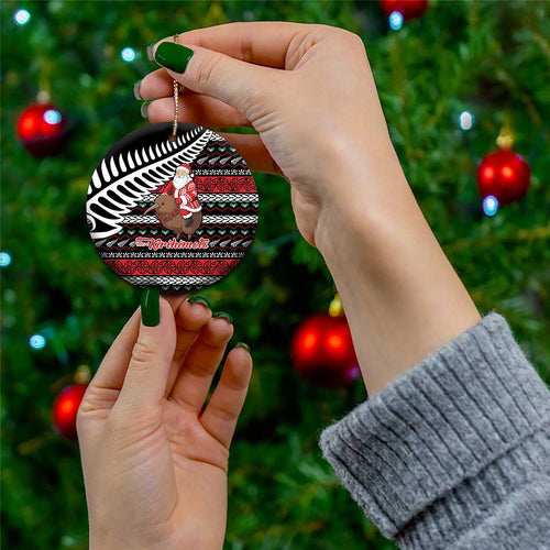 New Zealand Kiwi Santa Christmas Ceramic Ornament He Wairua Kirihimete - Aussie Hoodie