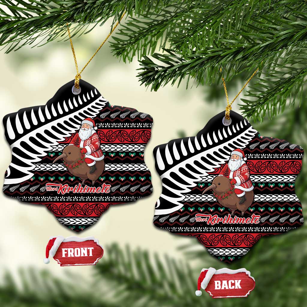 New Zealand Kiwi Santa Christmas Ceramic Ornament He Wairua Kirihimete - Aussie Hoodie