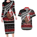 New Zealand Kiwi Santa Christmas Couples Matching Long Sleeve Bodycon Dress and Hawaiian Shirt He Wairua Kirihimete - Aussie Hoodie