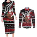 New Zealand Kiwi Santa Christmas Couples Matching Long Sleeve Bodycon Dress and Long Sleeve Button Shirt He Wairua Kirihimete - Aussie Hoodie