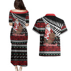 New Zealand Kiwi Santa Christmas Couples Matching Puletasi and Hawaiian Shirt He Wairua Kirihimete - Aussie Hoodie