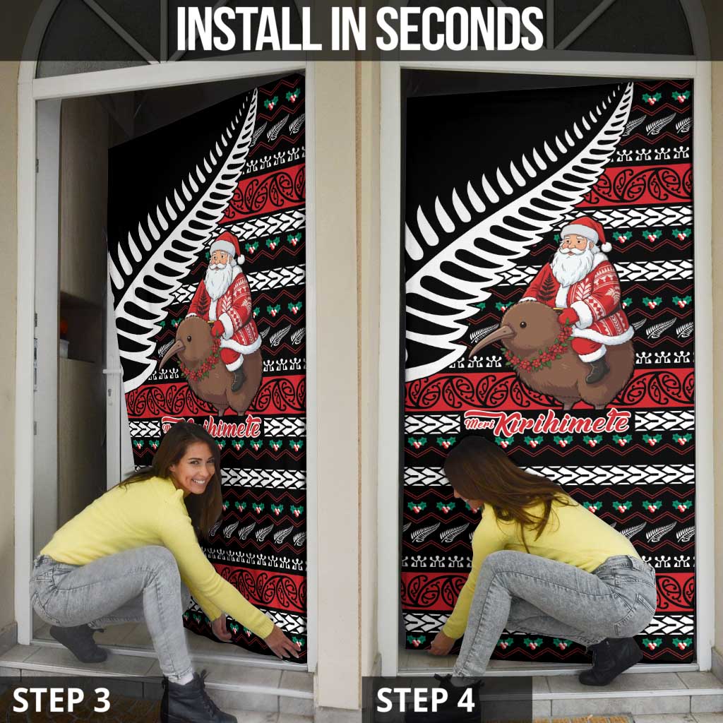 New Zealand Kiwi Santa Christmas Door Cover He Wairua Kirihimete - Aussie Hoodie