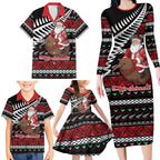 New Zealand Kiwi Santa Christmas Family Matching Long Sleeve Bodycon Dress and Hawaiian Shirt He Wairua Kirihimete - Aussie Hoodie