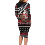 New Zealand Kiwi Santa Christmas Family Matching Long Sleeve Bodycon Dress and Hawaiian Shirt He Wairua Kirihimete - Aussie Hoodie