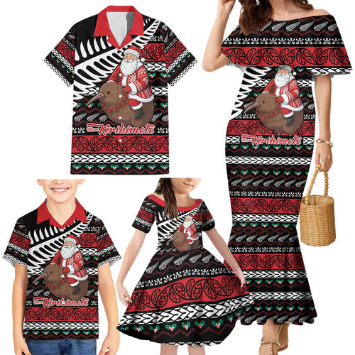New Zealand Kiwi Santa Christmas Family Matching Mermaid Dress and Hawaiian Shirt He Wairua Kirihimete - Aussie Hoodie