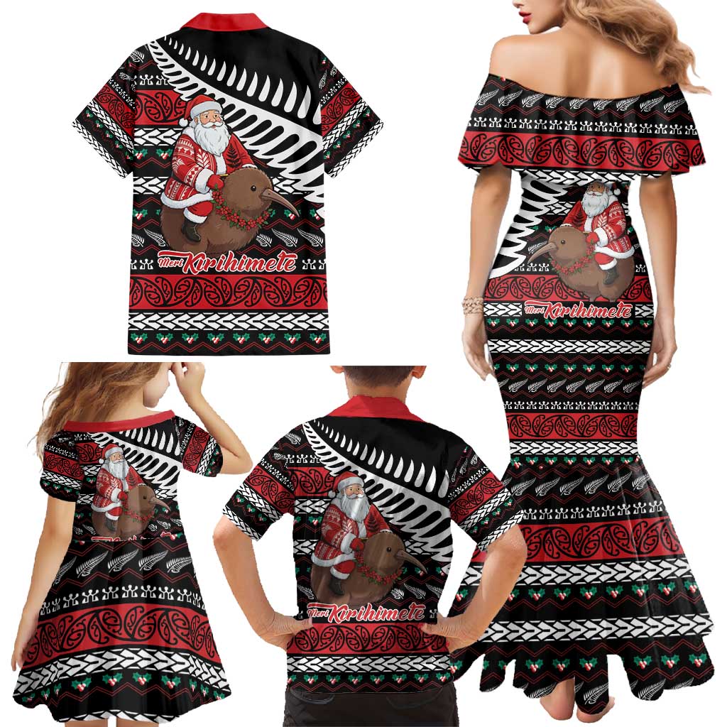 New Zealand Kiwi Santa Christmas Family Matching Mermaid Dress and Hawaiian Shirt He Wairua Kirihimete - Aussie Hoodie