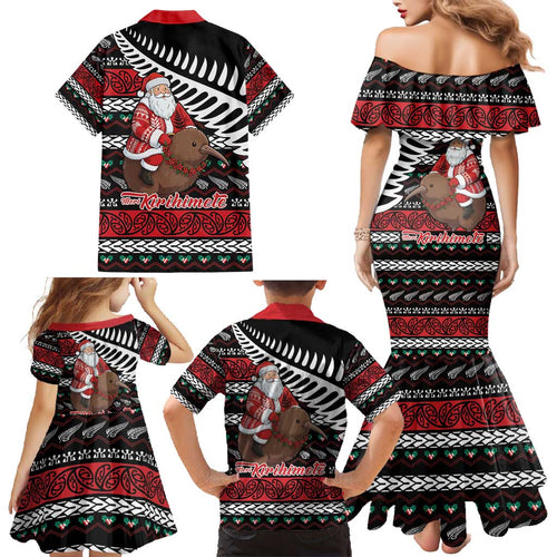 New Zealand Kiwi Santa Christmas Family Matching Mermaid Dress and Hawaiian Shirt He Wairua Kirihimete - Aussie Hoodie