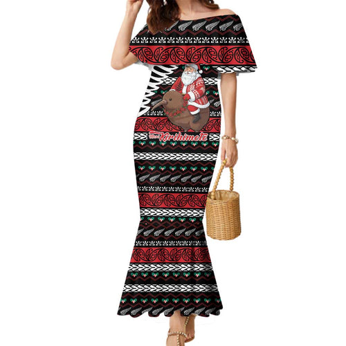 New Zealand Kiwi Santa Christmas Family Matching Mermaid Dress and Hawaiian Shirt He Wairua Kirihimete - Aussie Hoodie