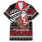 New Zealand Kiwi Santa Christmas Family Matching Off The Shoulder Long Sleeve Dress and Hawaiian Shirt He Wairua Kirihimete - Aussie Hoodie