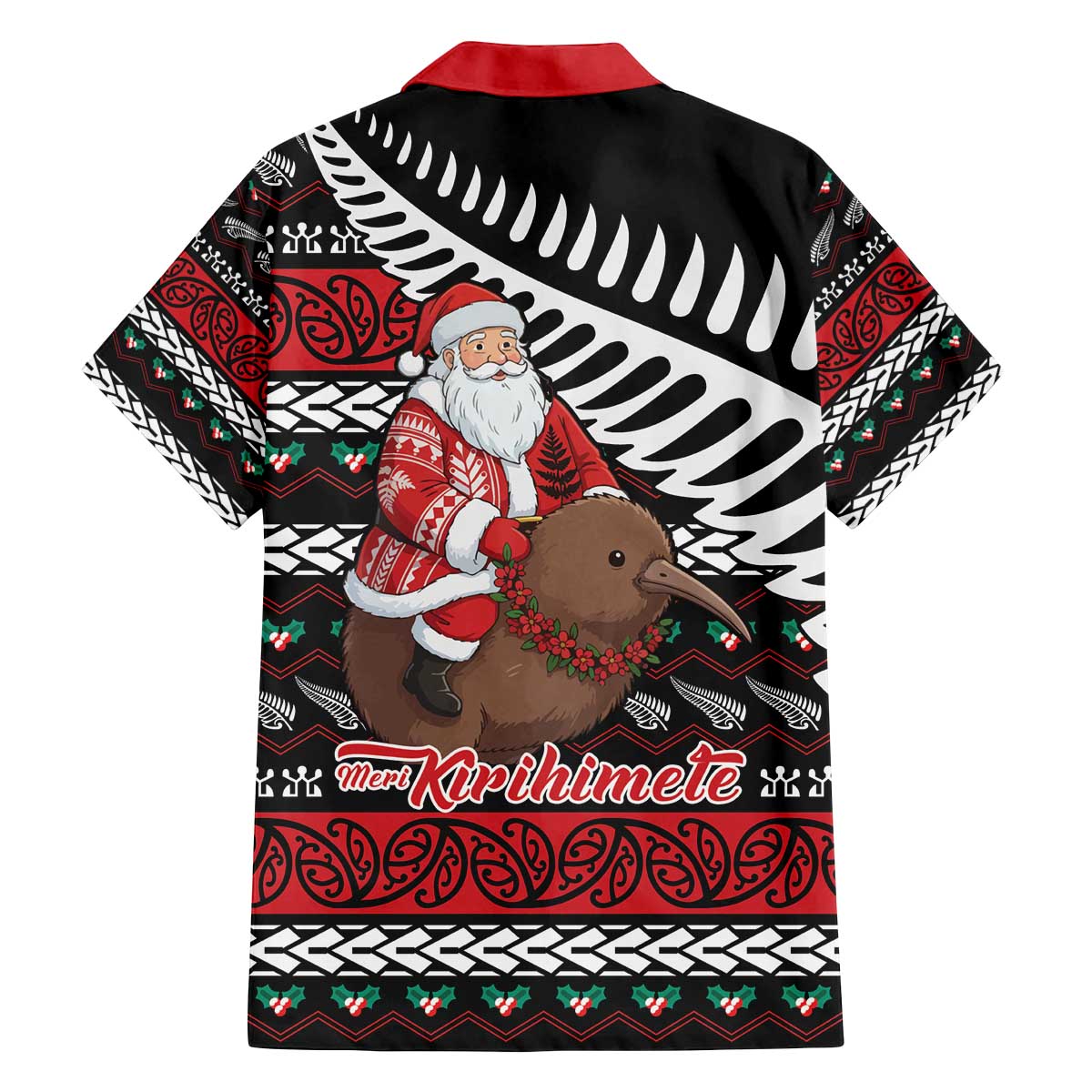 New Zealand Kiwi Santa Christmas Family Matching Off The Shoulder Long Sleeve Dress and Hawaiian Shirt He Wairua Kirihimete - Aussie Hoodie
