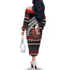New Zealand Kiwi Santa Christmas Family Matching Off The Shoulder Long Sleeve Dress and Hawaiian Shirt He Wairua Kirihimete - Aussie Hoodie