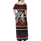 New Zealand Kiwi Santa Christmas Family Matching Off Shoulder Maxi Dress and Hawaiian Shirt He Wairua Kirihimete - Aussie Hoodie